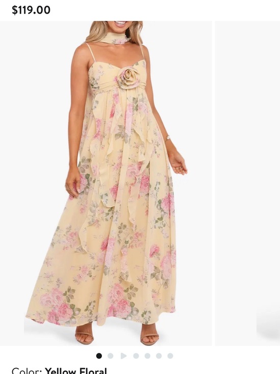 Petal & Pup Dresses & Skirts - Petal & Pup Pale Yellow Floral Chiffon Maxi Dress with Pink Roses